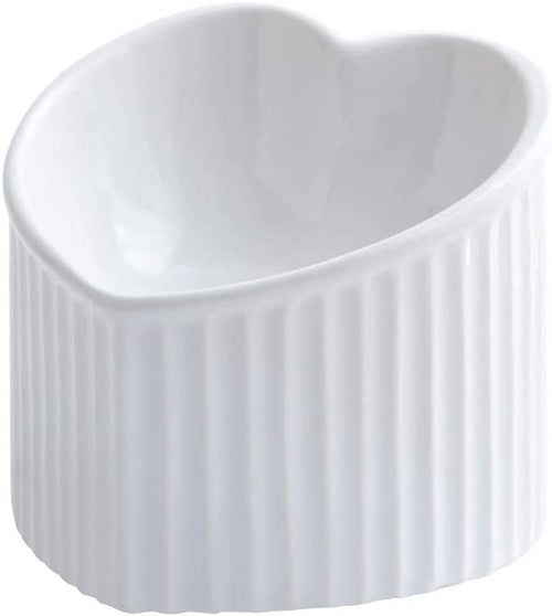 Ceramic Raised Cat Bowls, Tilted Elevated Food or Water Bowls, Stress Free, Backflow Prevention, Dishwasher and Microwave Safe, Lead & Cadmium Free